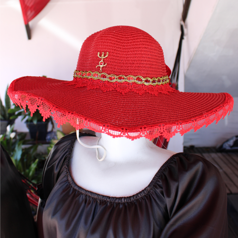 Chapéu de Pomba Gira Vermelho com Dourado